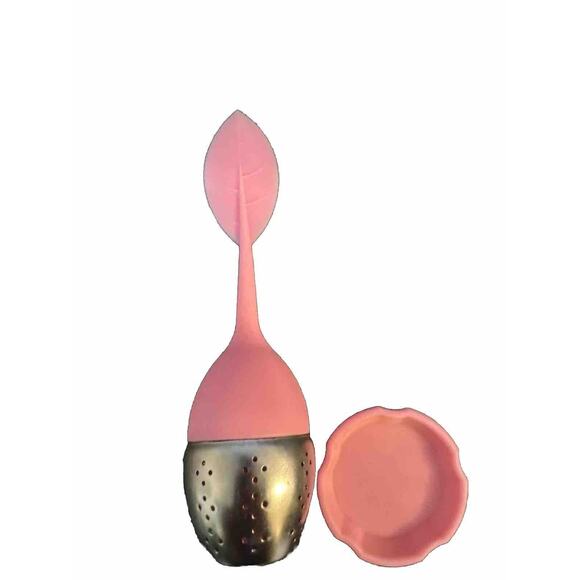 Silicone Tea Infuser Strainer Stainless Steel Herbal Spice Filter Diffuser Pink - Picture 1 of 4
